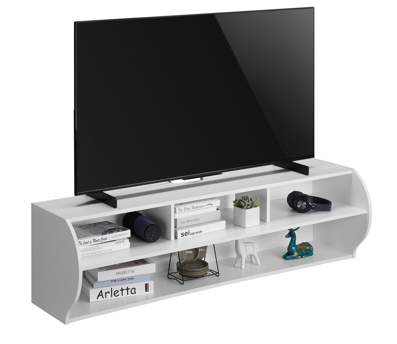 Emerald Modern Wall Mounted Entertainment Center with Cable Management, 120 lbs Weight Capacity