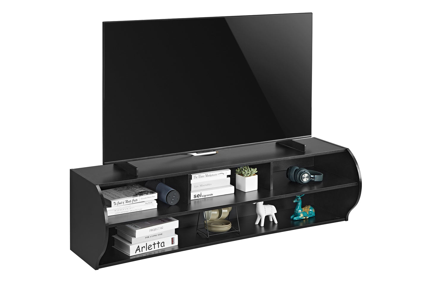 Emerald Modern Wall Mounted Entertainment Center with Cable Management, 120 lbs Weight Capacity