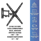 Emerald Full Motion TV Wall Mount Kit for 13"-65" TVs - FM TV Wall Mount, Universal Remote Control, & 10FT LED Light Strip