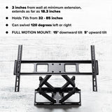 Emerald 32–85" Heavy Duty Full Motion TV Wall Mount Kit with 20ft LED Strip Light and Universal RF Remote
