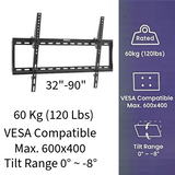 Emerald 32-90" Tilt TV Wall Mount Kit with 15ft LED Strip Light and Universal RF Remote