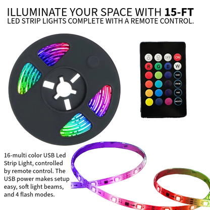 Emerald 32-90" Tilt TV Wall Mount Kit with 15ft LED Strip Light and Universal RF Remote