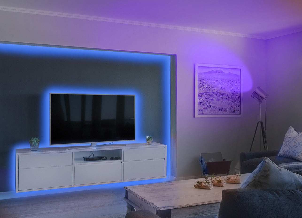 Emerald 32-90" Tilt TV Wall Mount Kit with 15ft LED Strip Light and Universal RF Remote