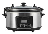 Emerald 6.3-Quart Slow Cooker with Locking Lid, Stainless Steel, Keep Warm Function, Dishwasher Safe