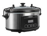 Emerald 6.3-Quart Slow Cooker with Locking Lid, Stainless Steel, Keep Warm Function, Dishwasher Safe