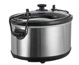 Emerald 6.3-Quart Slow Cooker with Locking Lid, Stainless Steel, Keep Warm Function, Dishwasher Safe