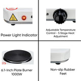 Emerald Compact & Portable, 1000W Electric Single Burner 6.1" Coil Less Plate Stovetop