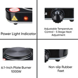 Emerald Compact & Portable, 1000W Electric Single Burner 6.1" Coil Less Plate Stovetop