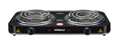 Emerald Compact & Portable, 2000W (2x1000W) Electric Double Burner 5.5" Coils Stovetop