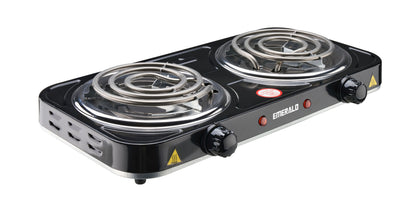 Emerald Compact & Portable, 2000W (2x1000W) Electric Double Burner 5.5" Coils Stovetop