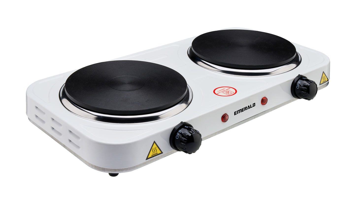 Emerald Compact & Portable, 2000W (2x1000W) Electric Double Burner 6.1" Coils Less Plate Stovetop