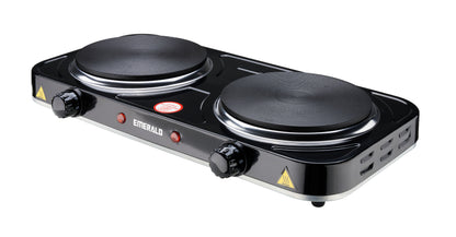 Emerald Compact & Portable, 2000W (2x1000W) Electric Double Burner 6.1" Coils Less Plate Stovetop