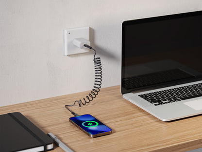 Emerald 6ft Coiled USB-C to USB-C Cable, Fast Charging & High-Speed Data Transfer
