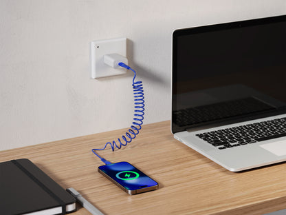 Emerald 6ft Coiled USB-C to USB-C Cable, Fast Charging & High-Speed Data Transfer