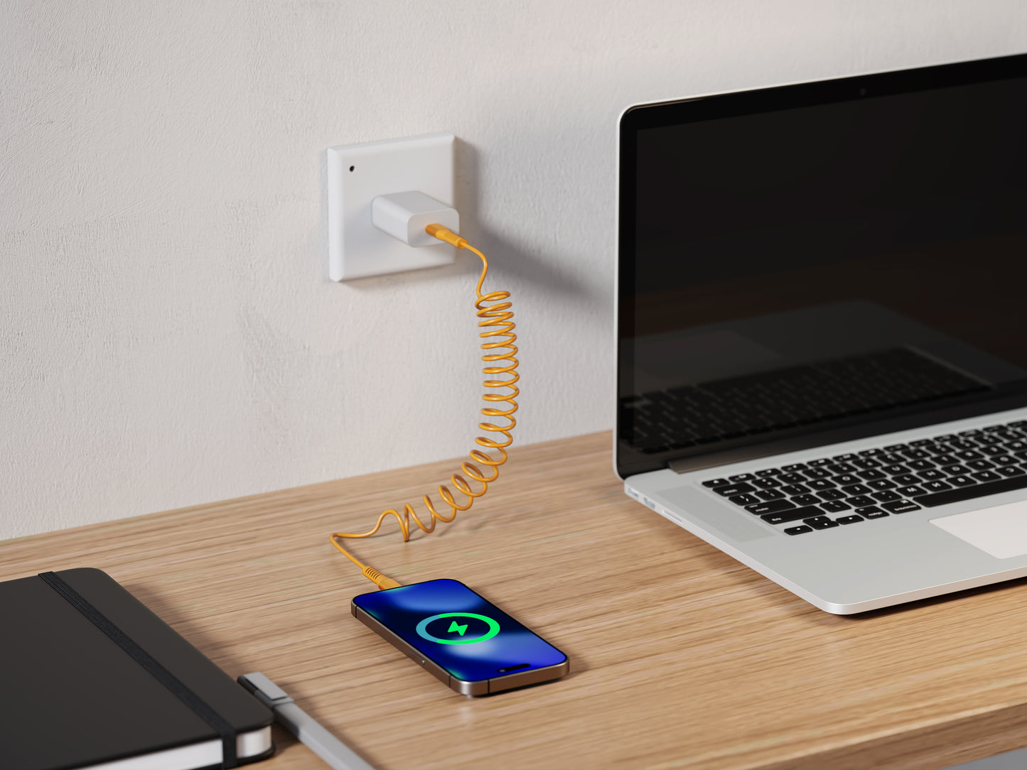 Emerald 6ft Coiled USB-C to USB-C Cable, Fast Charging & High-Speed Data Transfer