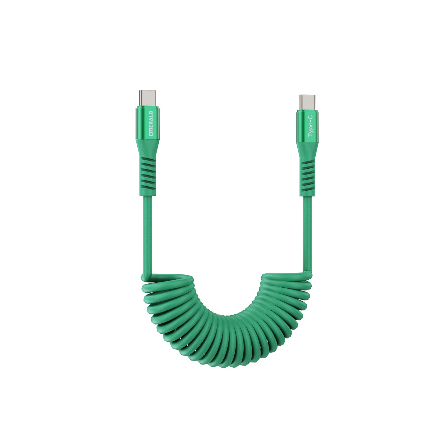 Emerald 6ft Coiled USB-C to USB-C Cable, Fast Charging & High-Speed Data Transfer