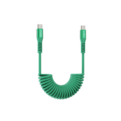 Emerald 6ft Coiled USB-C to USB-C Cable, Fast Charging & High-Speed Data Transfer