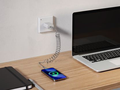 Emerald 6ft Coiled USB-C to USB-C Cable, Fast Charging & High-Speed Data Transfer