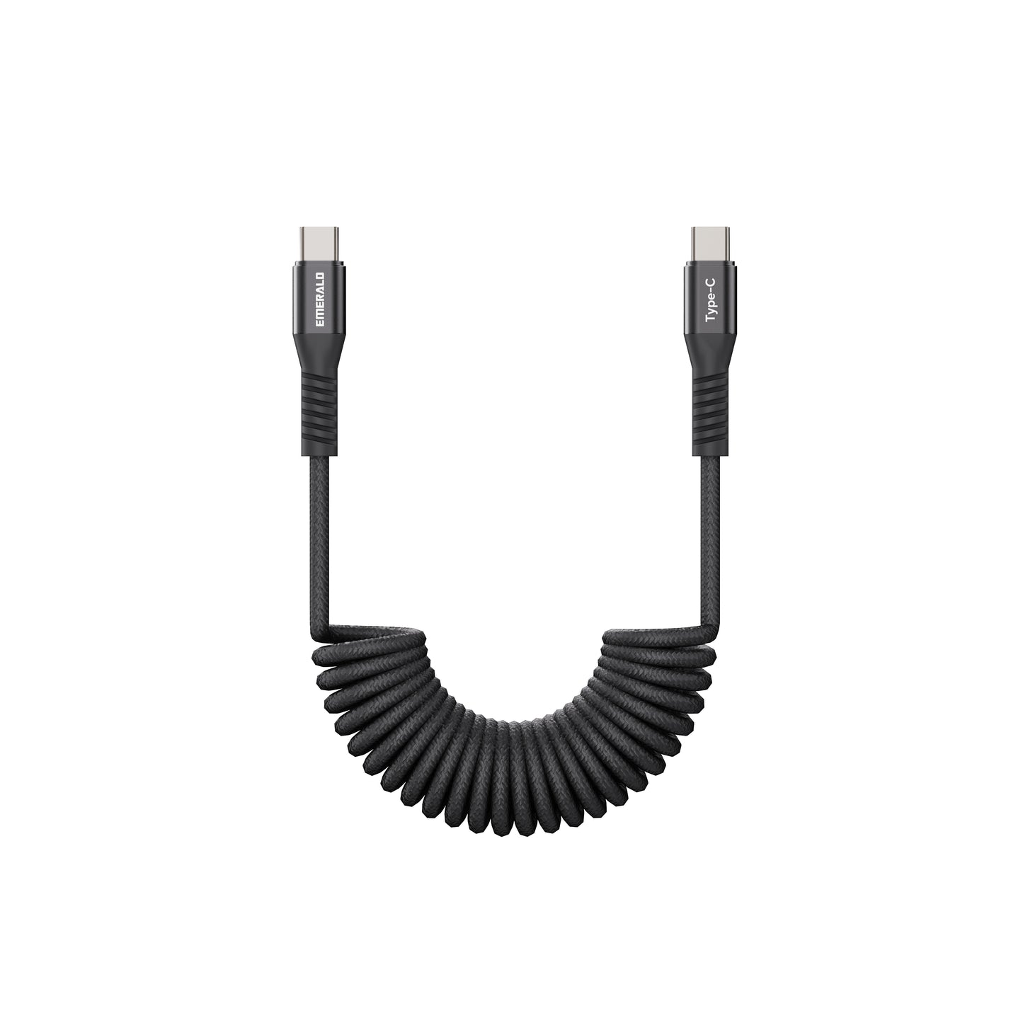 Emerald 4ft Coiled USB-C to USB-C Cable, Fast Charging & High-Speed Data Transfer