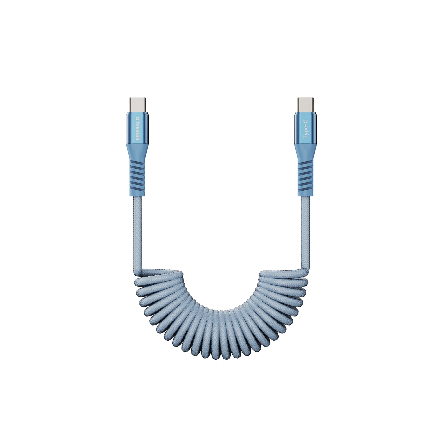 Emerald 4ft Coiled USB-C to USB-C Cable, Fast Charging & High-Speed Data Transfer