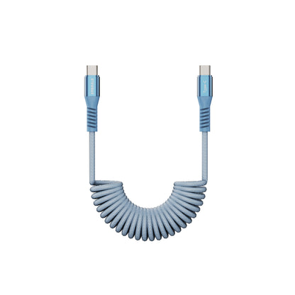 Emerald 4ft Coiled USB-C to USB-C Cable, Fast Charging & High-Speed Data Transfer