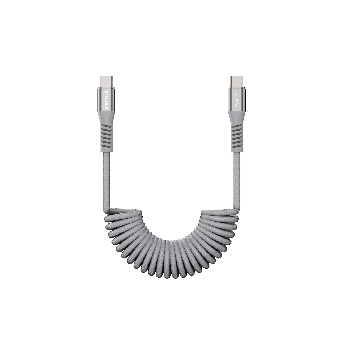Emerald 4ft Coiled USB-C to USB-C Cable, Fast Charging & High-Speed Data Transfer
