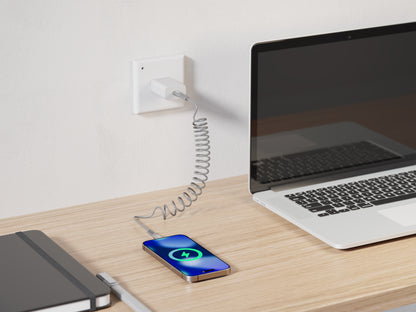 Emerald 4ft Coiled USB-C to USB-C Cable, Fast Charging & High-Speed Data Transfer