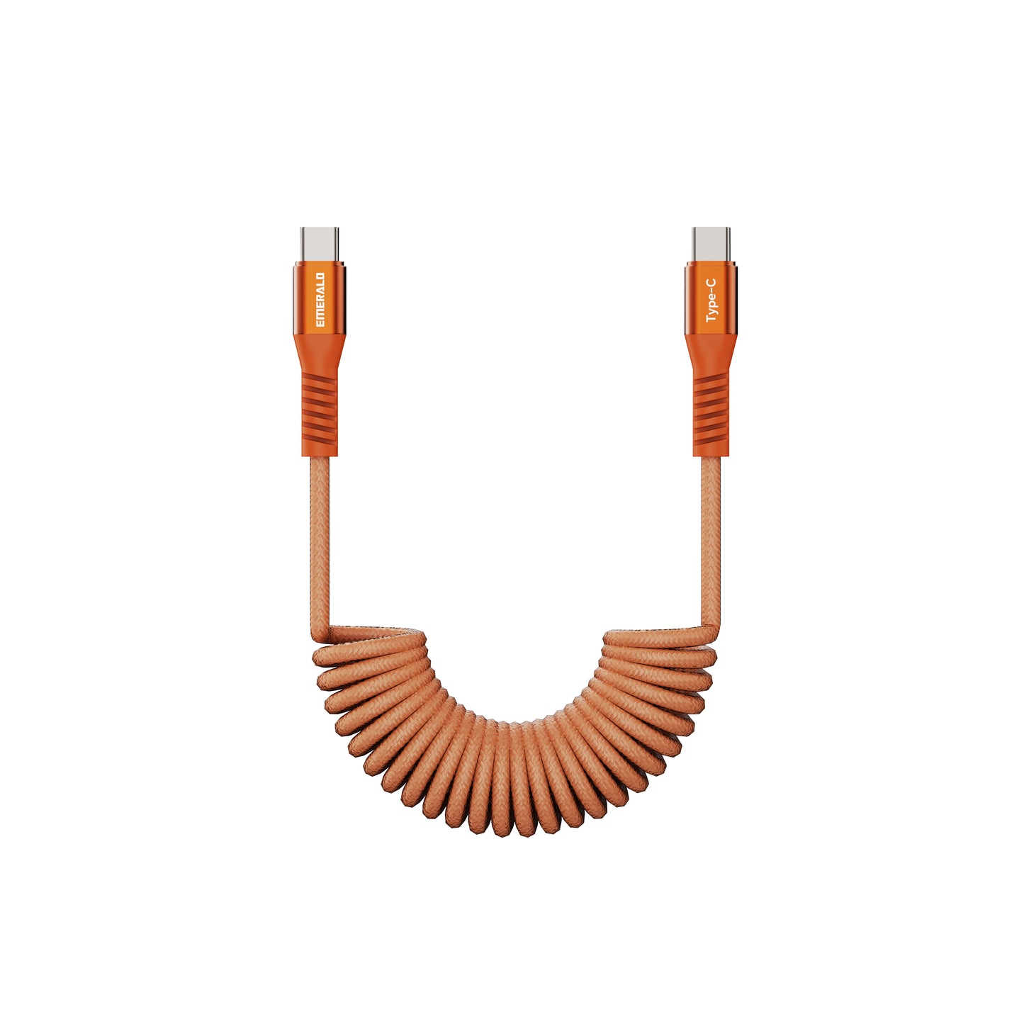 Emerald 4ft Coiled USB-C to USB-C Cable, Fast Charging & High-Speed Data Transfer