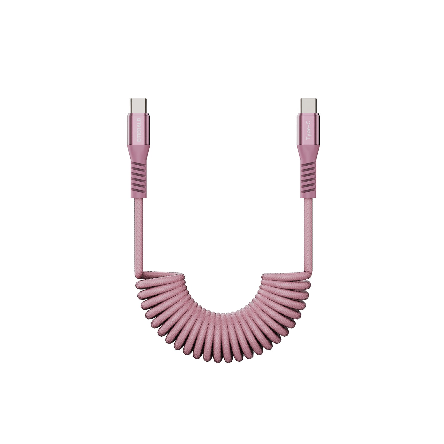 Emerald 4ft Coiled USB-C to USB-C Cable, Fast Charging & High-Speed Data Transfer