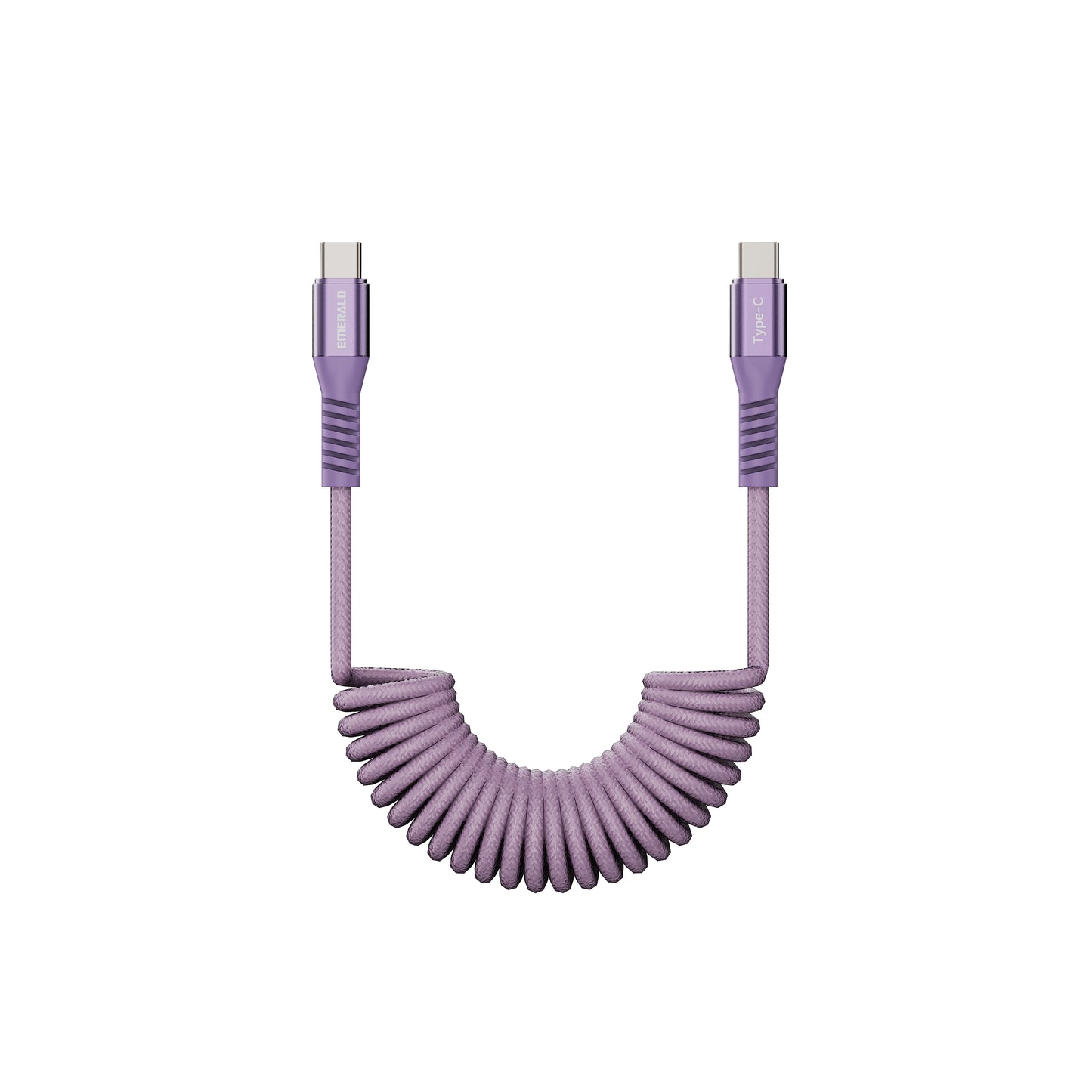Emerald 4ft Coiled USB-C to USB-C Cable, Fast Charging & High-Speed Data Transfer