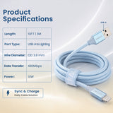 Emerald 10ft Braided USB-A to Lightning, Fast Charging & Data Syncing Cable Compatible with iPhone