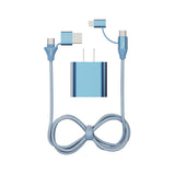 Emerald 6ft 4-in-1 Braided USB-A & Type-C to Lightning & Type-C with Adapter, Fast Charging & Data Syncing Cable