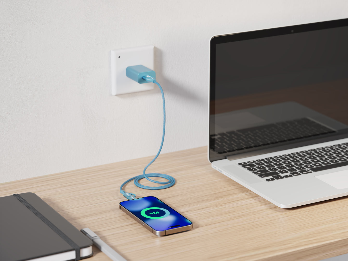 Emerald 6ft 4-in-1 Braided USB-A & Type-C to Lightning & Type-C with Adapter, Fast Charging & Data Syncing Cable