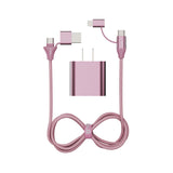 Emerald 6ft 4-in-1 Braided USB-A & Type-C to Lightning & Type-C with Adapter, Fast Charging & Data Syncing Cable