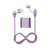 Emerald 6ft 4-in-1 Braided USB-A & Type-C to Lightning & Type-C with Adapter, Fast Charging & Data Syncing Cable
