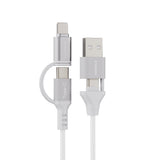 Emerald 6ft 4-in-1 Braided USB-A & Type-C to Lightning & Type-C with Adapter, Fast Charging & Data Syncing Cable
