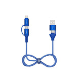 Emerald 6ft 4-in-1 Braided USB-A & Type-C to Lightning & Type-C, Fast Charging & Data Syncing Cable
