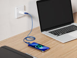 Emerald 6ft 4-in-1 Braided USB-A & Type-C to Lightning & Type-C, Fast Charging & Data Syncing Cable