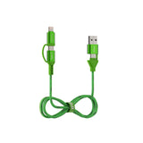 Emerald 6ft 4-in-1 Braided USB-A & Type-C to Lightning & Type-C, Fast Charging & Data Syncing Cable