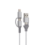 Emerald 6ft 4-in-1 Braided USB-A & Type-C to Lightning & Type-C, Fast Charging & Data Syncing Cable