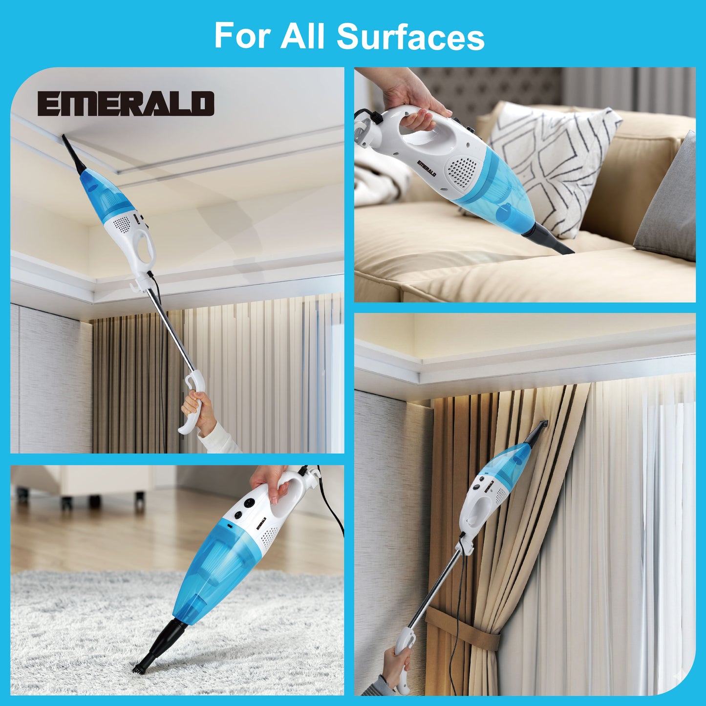 Emerald 500W Vacuum Cleaner, 14,000Pa Suction Power, HEPA Filter, Lightweight Portable Design, 1.2L Dust Cup