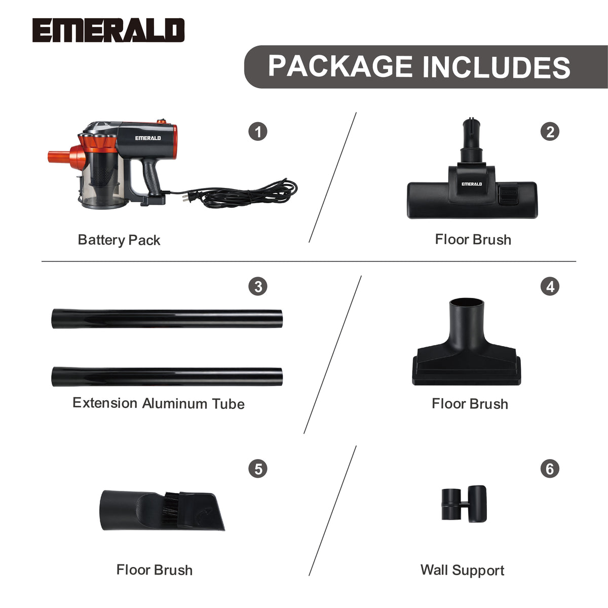 Emerald 600W Vacuum Cleaner, 16-18KPa Suction Power, 70dB, 1.5L Dust Cup