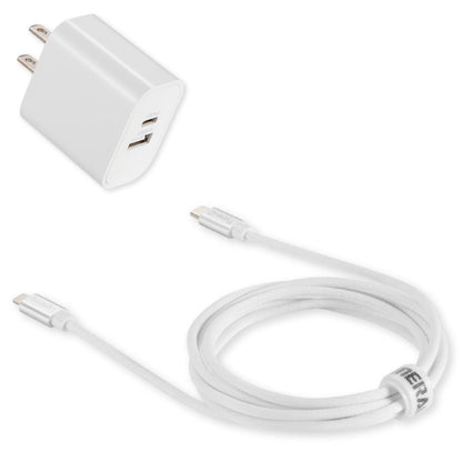 Emerald 20W PD, 2 Port Adapter and 6ft Type-C to Lightning, Fast Charge, Braided Cable for Apple Devices